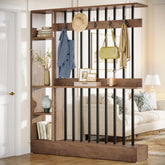 71" Wall Room Divider, Modern  Room Partition with Shelves & Coat Hooks for Entryway 3