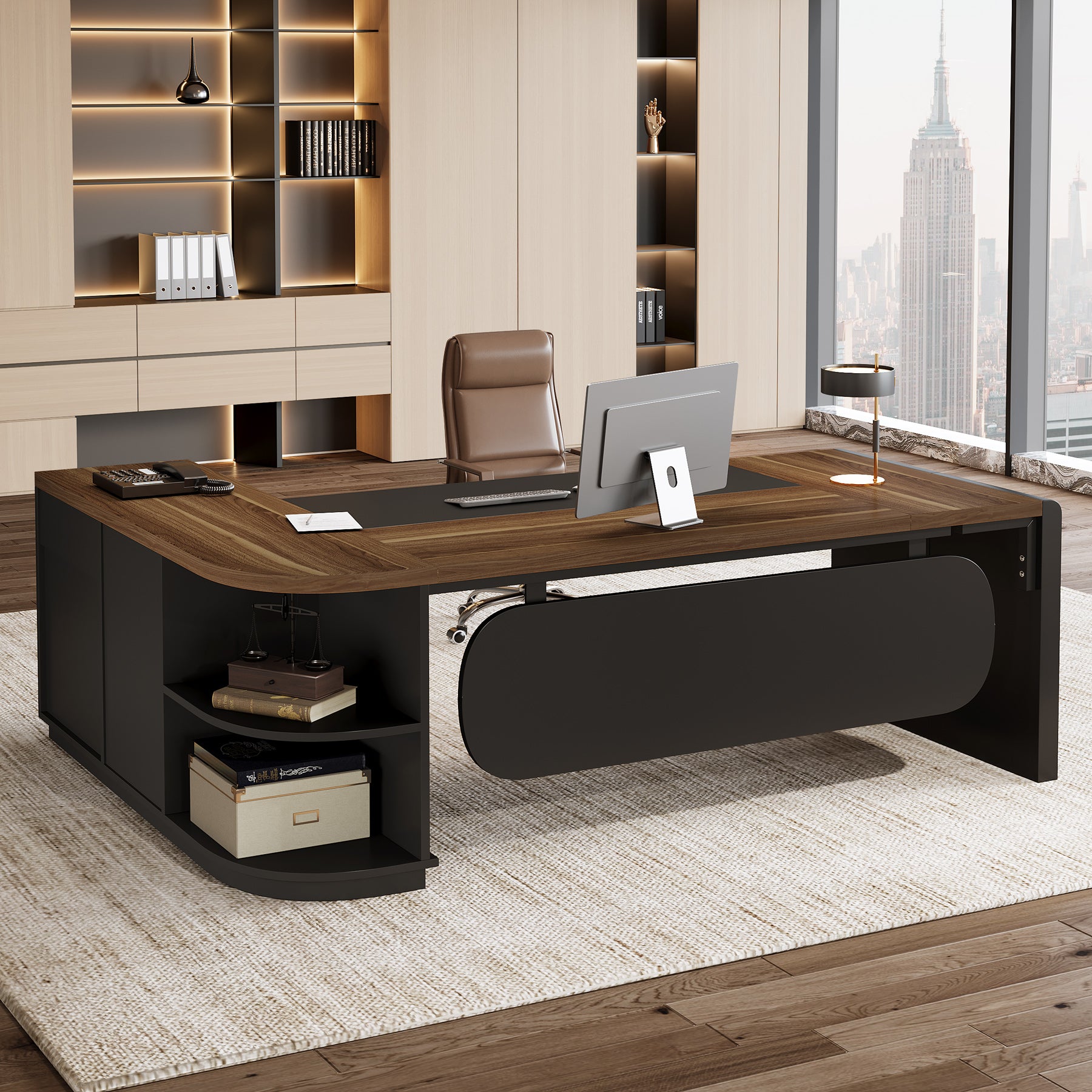 Tribesigns 80'' Executive Desk, L-Shaped Computer Desk with