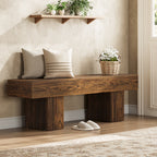 55" Entryway Bench, Farmhouse End of Bed Bench Long Dining Bench