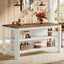 Solid Wood Bar Table, 63" Counter Height Pub Table with Storage Shelves