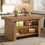55" Kitchen Island, Farmhouse Center Island with 2 Tier Storage