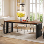 78.74" Dining Table, Rectangle Kitchen Table with Metal Frame for 6-8 Person