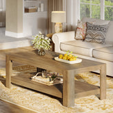47.24" Rectangular Coffee Table with 2-Tier Storage, Wood Center Table for Living Room 3