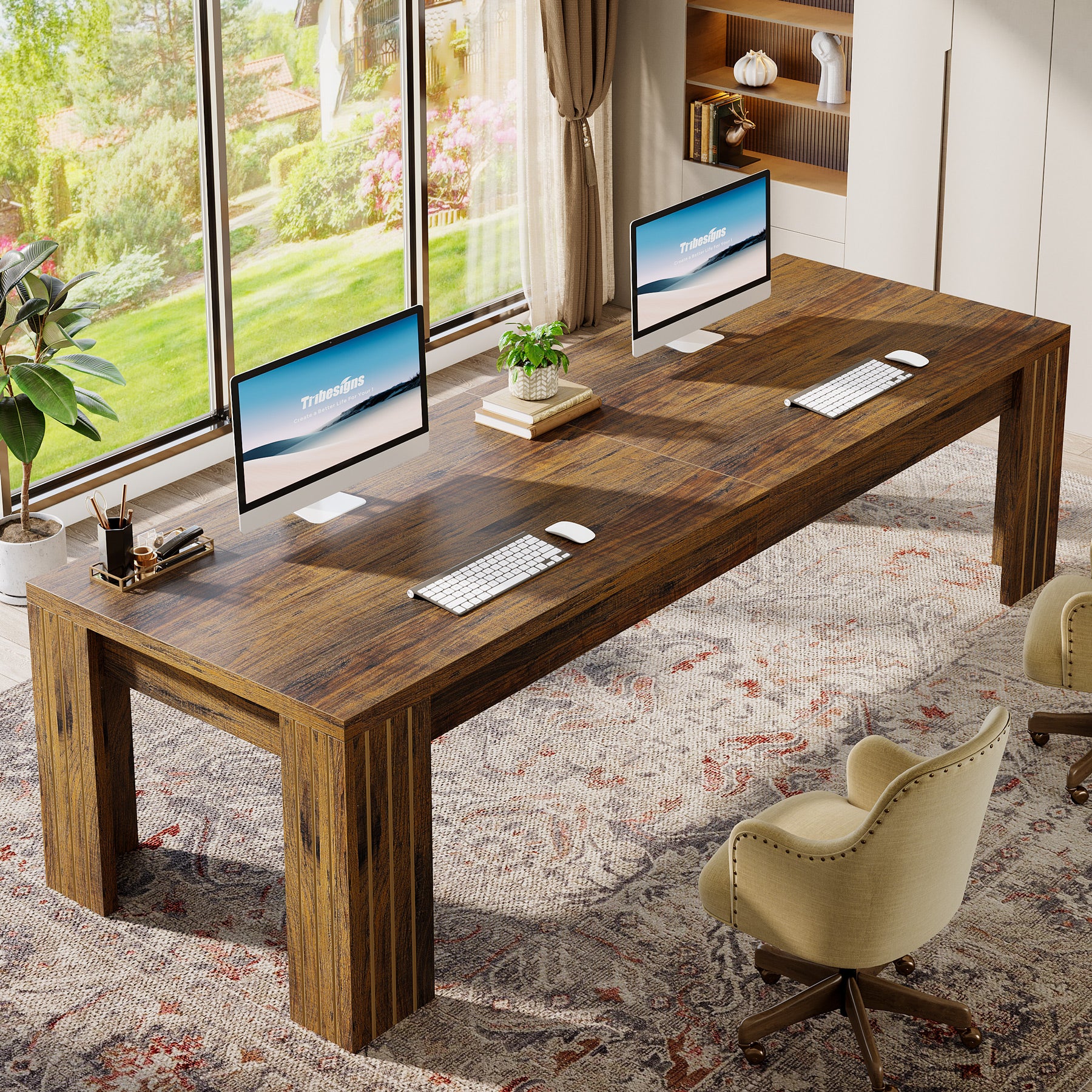 78.7" Two Person Desk, Large Double Computer Table Workstation for Home Office