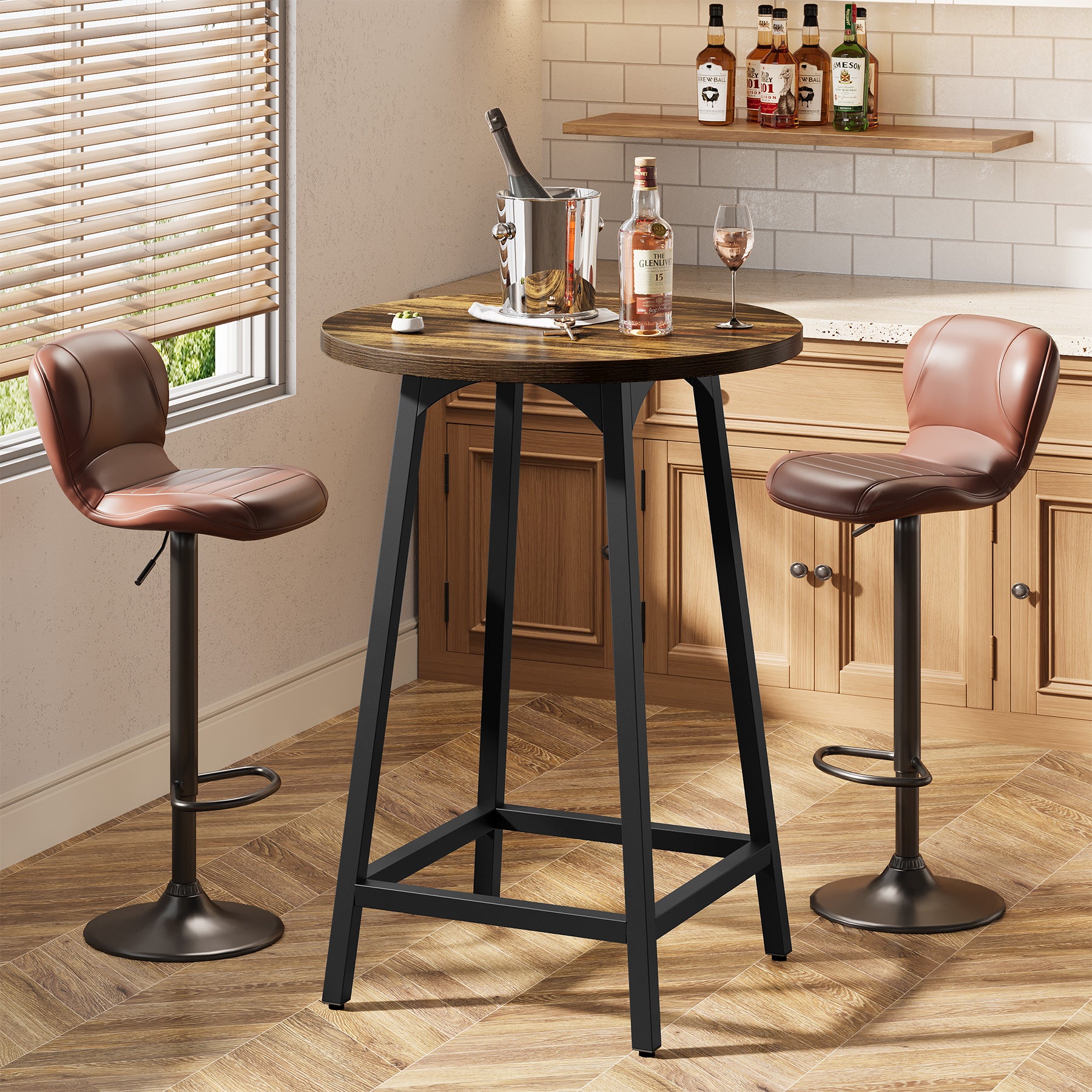 Round Bar Table, 35.4" Tall Cocktail Counter Height Dining Table