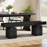 59" Dining Bench, Modern Kitchen Seating with Arched Base for 2 to 3 3
