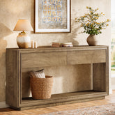 63" Farmhouse Console Table with 2 Drawers and Shelf, Wooden Entryway Sofa Table for Hallway, Foyer, or Behind Couch 3