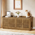 55" Litter Box Furniture, Cat Litter Box Enclosure with 2 Cabinets and Side Entrance