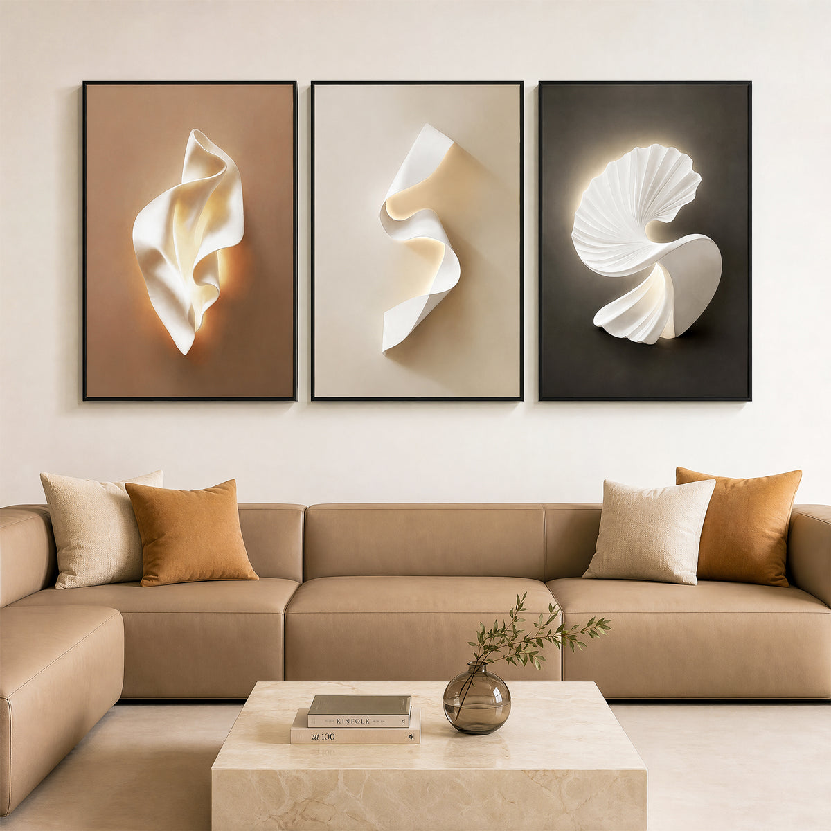 Tribesigns Large Framed Abstract Wall Art for Living Room, 24" Wx36" H Set of 3
