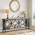 70.9" Sofa Table, 2-Tier Industrial Console Table Behind Couch
