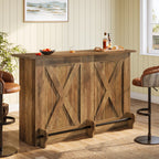 63" Home Bar Unit, 2-Tier  Bar Table Coffee Cabinet with Footrest