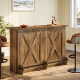 63" Home Bar Unit, 2-Tier  Bar Table Coffee Cabinet with Footrest 3