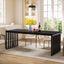 78.74" Dining Table, Rectangle Kitchen Table with Metal Frame for 6-8 Person