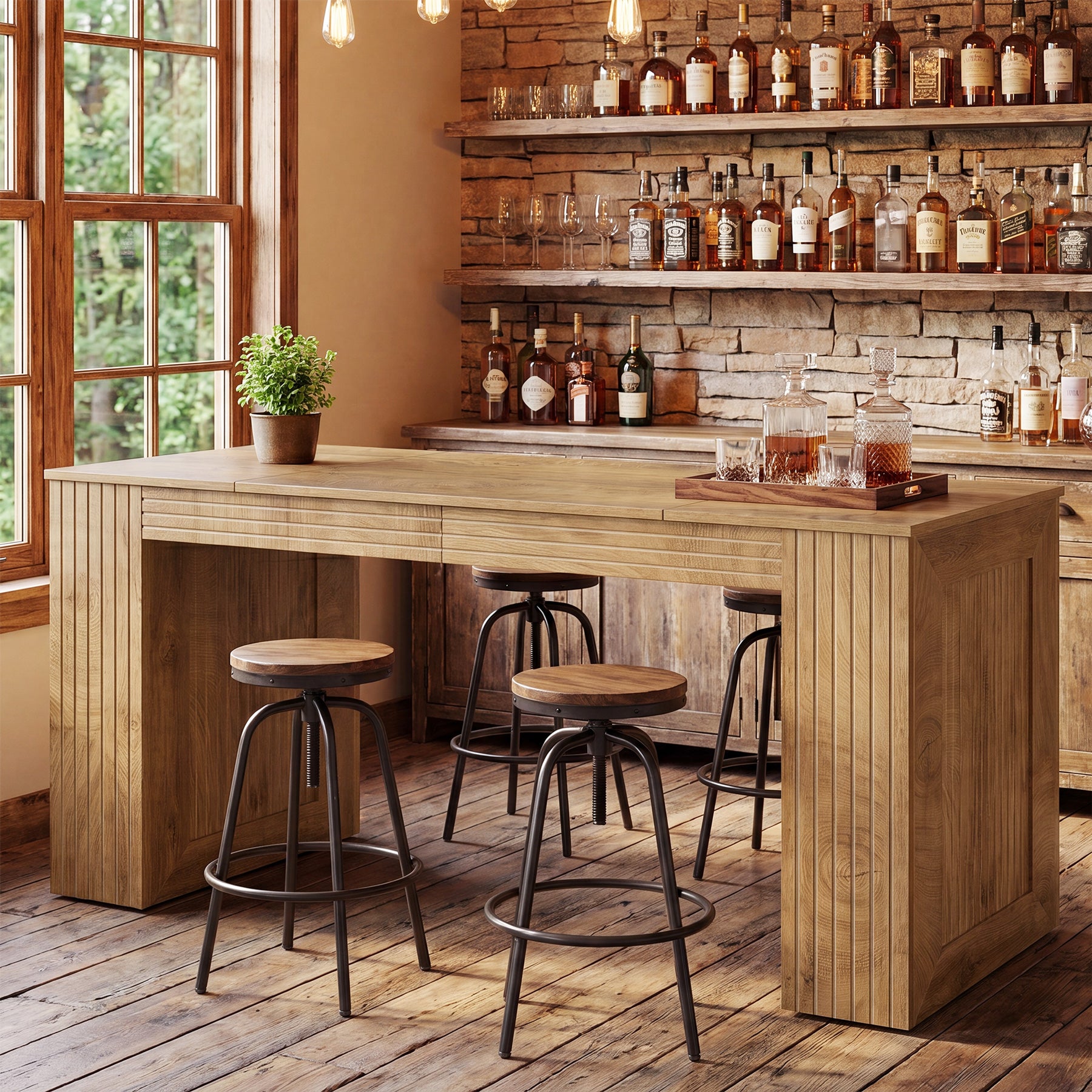 Tribesigns 62.99-Inch Counter Height Pub Table with Strong Frame, Farmhouse Bar Table for Kitchen(Only Table)