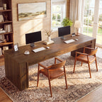 Solid Wood 2-Person Desk, 78.7" Double Computer Desk Workstation for Home Office