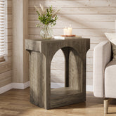 Wood End Table, 2-Tier Side Table with Storage Space 3
