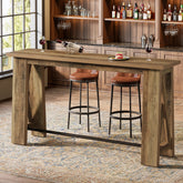 63" Bar Table, Rectangular Counter Height Pub Table with X-Frame Legs 3