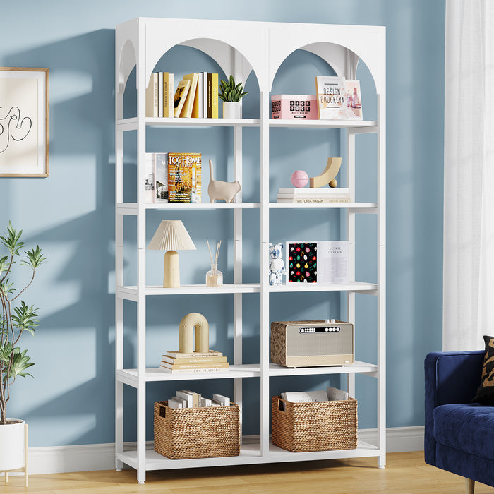 5 Tiers Bookshelf, 70.9" Modern Arched Etagere Bookcase Display Shelf Tribesigns