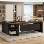 80" Executive Desk, L-Shaped Computer Desk with Storage Drawers