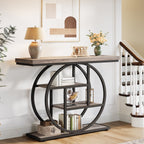4-Tier Console Table, 41.3" Entryway Sofa Table with Circle Base