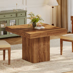 39" Square Dining Table, Farmhouse Kitchen Dinner Table with Sturdy Pedestal Base for 4