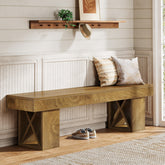 55" Entryway Bench, Farmhouse Shoe Bench Indoor End of Bed Stool 3