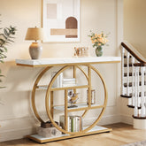 4-Tier Console Table, 41.3" Entryway Sofa Table with Circle Base 3