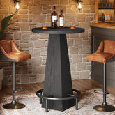 Round Pub Table, Counter Height Bar Table With Footrest 3