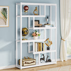 5-Tier Bookshelf, 69" Industrial Etagere Bookcase with Staggered Shelves