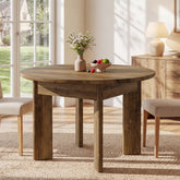 39" Round Dining Table for 4, Farmhouse Kitchen Table with Thick Pedestal Legs for Small Spaces 3