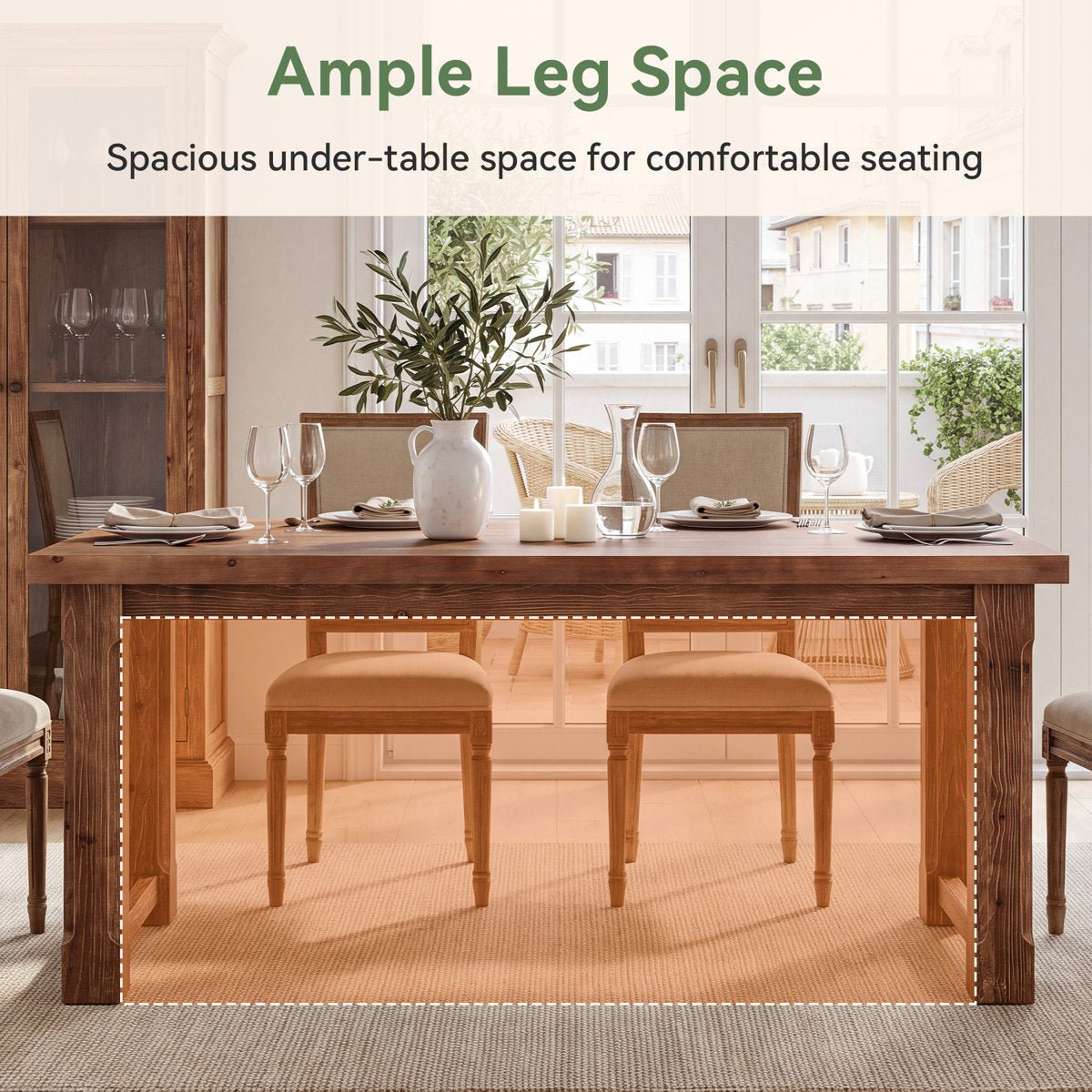 63" Solid Wood Computer Desk, Farmhouse Executive Desk for Home Office