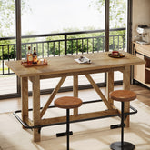 63" Bar Table, Counter Height Pub Dining Table with Footrest 3