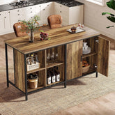 63" Bar Table, Counter Height Pub Table Bar Cabinet with 2-Tier Storage Shelves 3