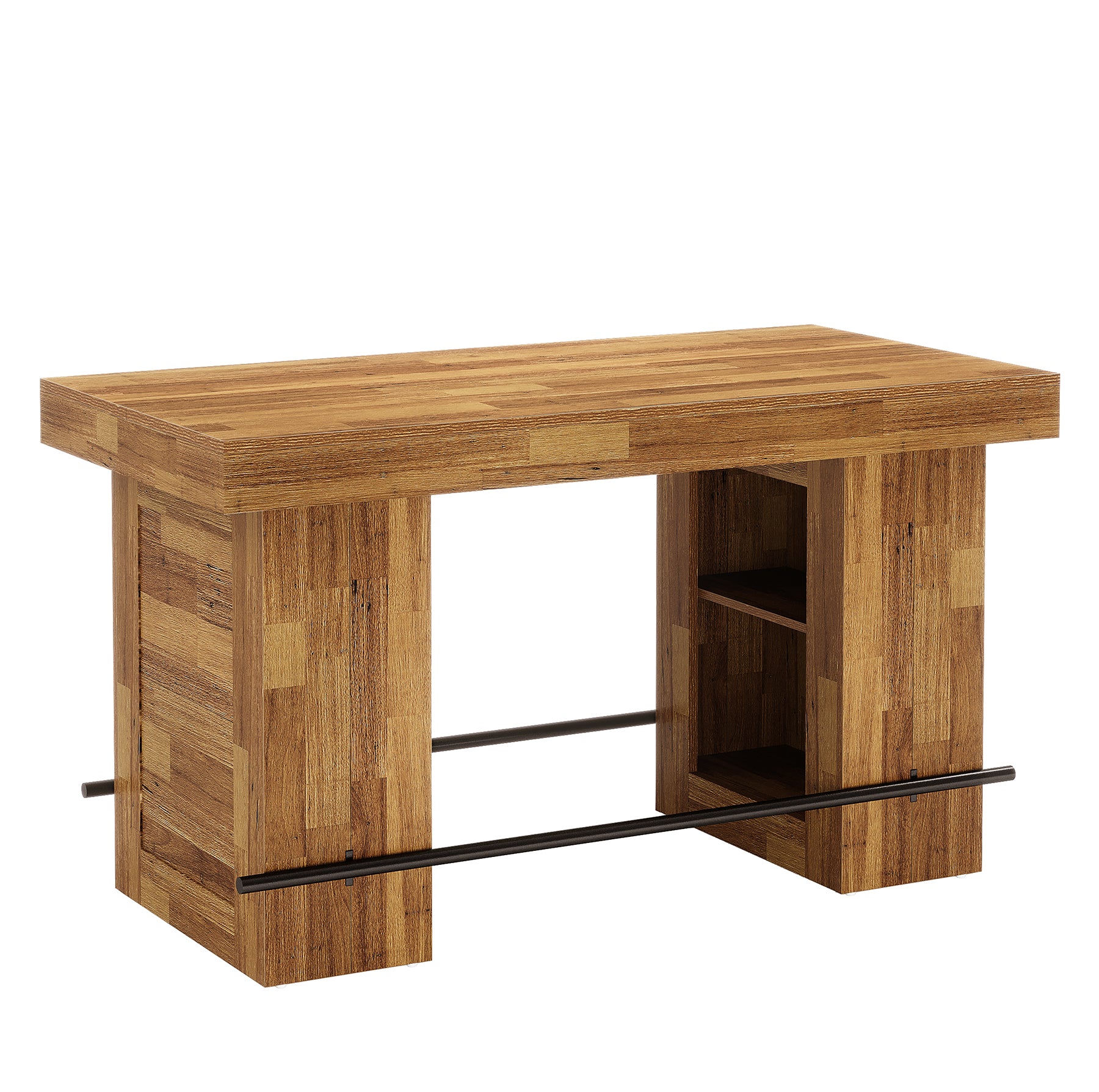 63" Bar Table, Counter Height Pub Table Home Bar Units with Storage