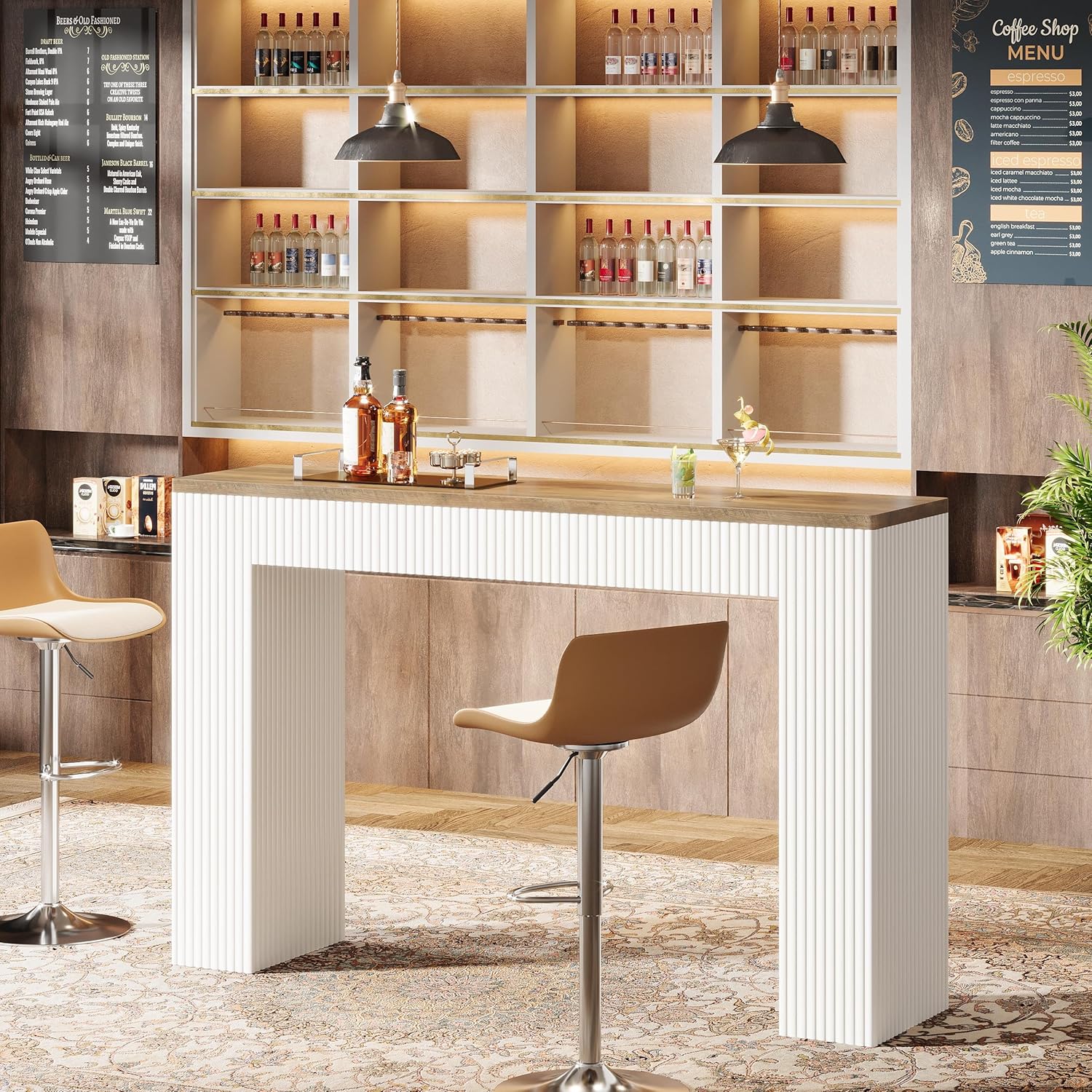 63" Bar Unit, Modern Home Bar Height Table Pub Table
