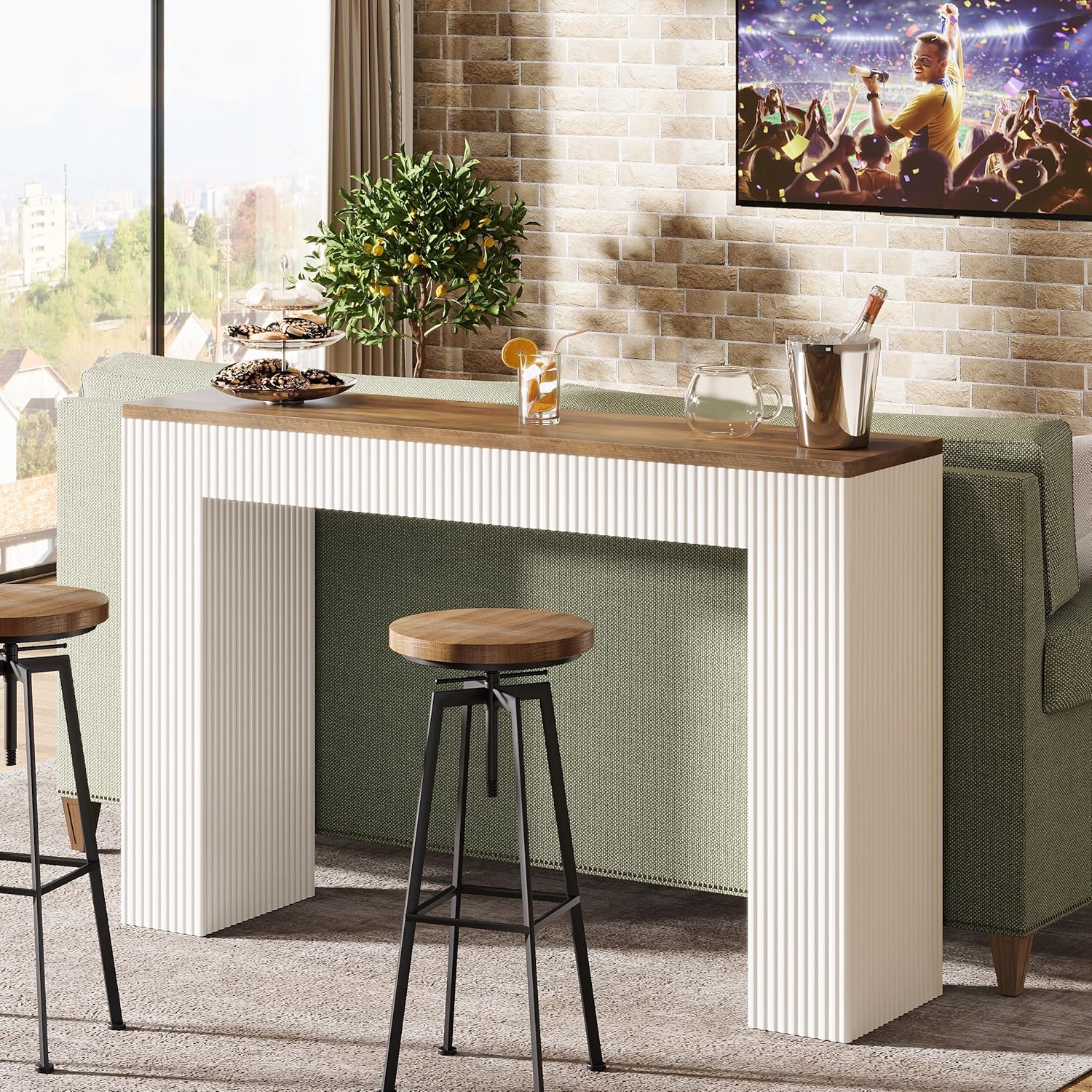 63" Bar Unit, Modern Home Bar Height Table Pub Table