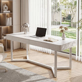 63" Computer Desk with 2 Drawers, Modern Executive Desk Home Office Desk with Metal Base 3