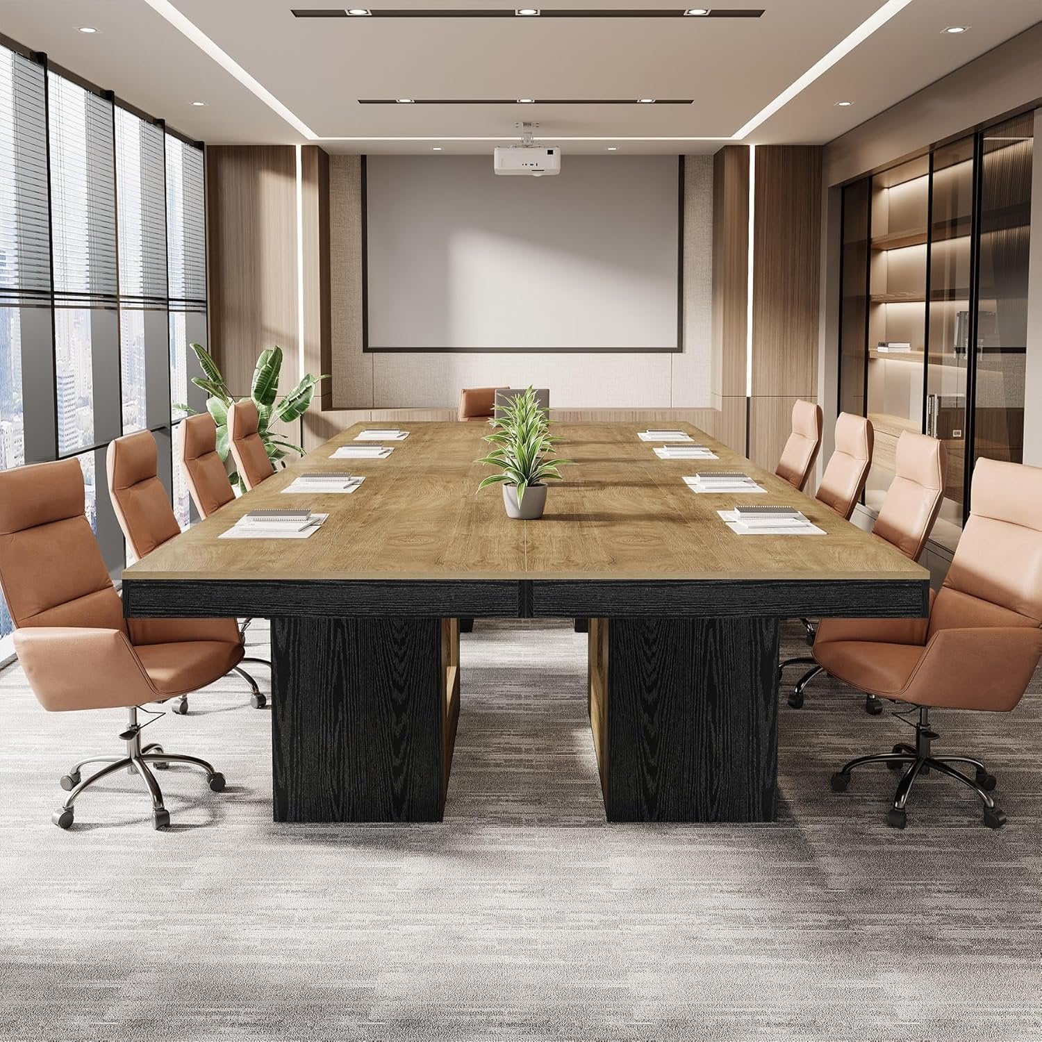 63" Conference Table, Modern Rectangular Meeting Table for 4-6 People