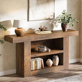 63" Console Table, 3-Tier Farmhouse Entryway Table with U-Shaped Base 3