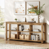 63" Console Table, 3-Tier Solid Wood Sofa Table with 6 Storage Cubes 3