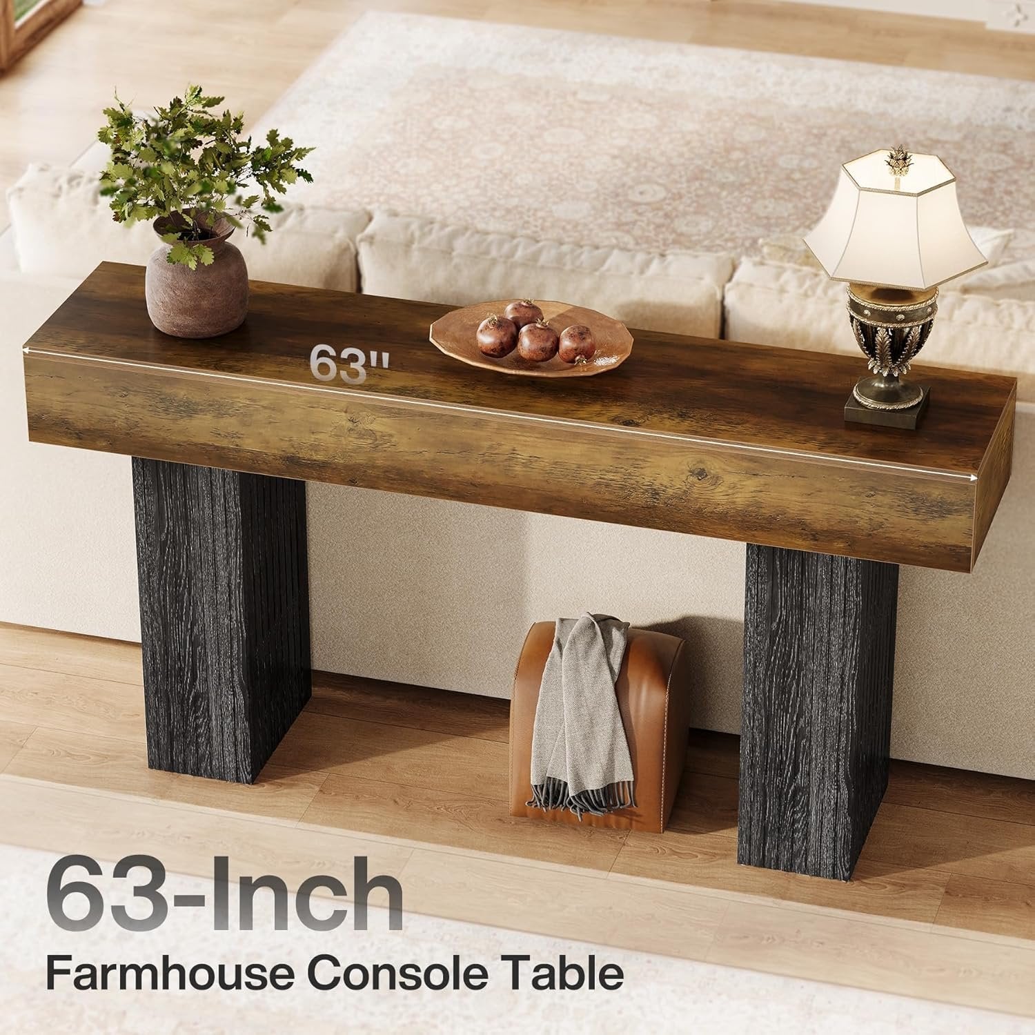 63" Console Table, Farmhouse Entryway Table Behind The Couch