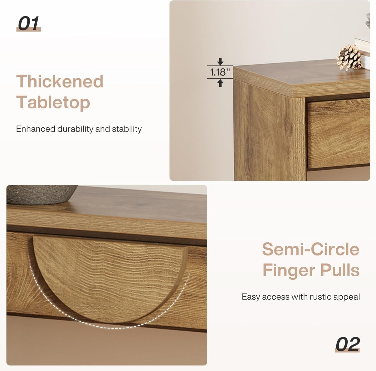 63" Console Table, Farmhouse Entryway Table Sofa Console with 2 Drawers