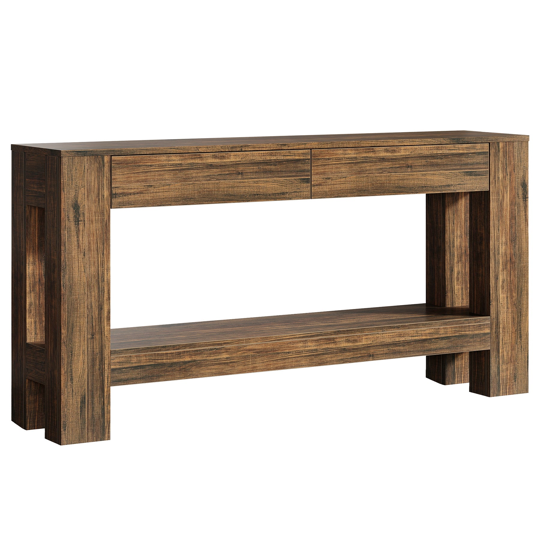 63" Console Table, Farmhouse Wooden Sofa Entryway Table with 2 Drawers