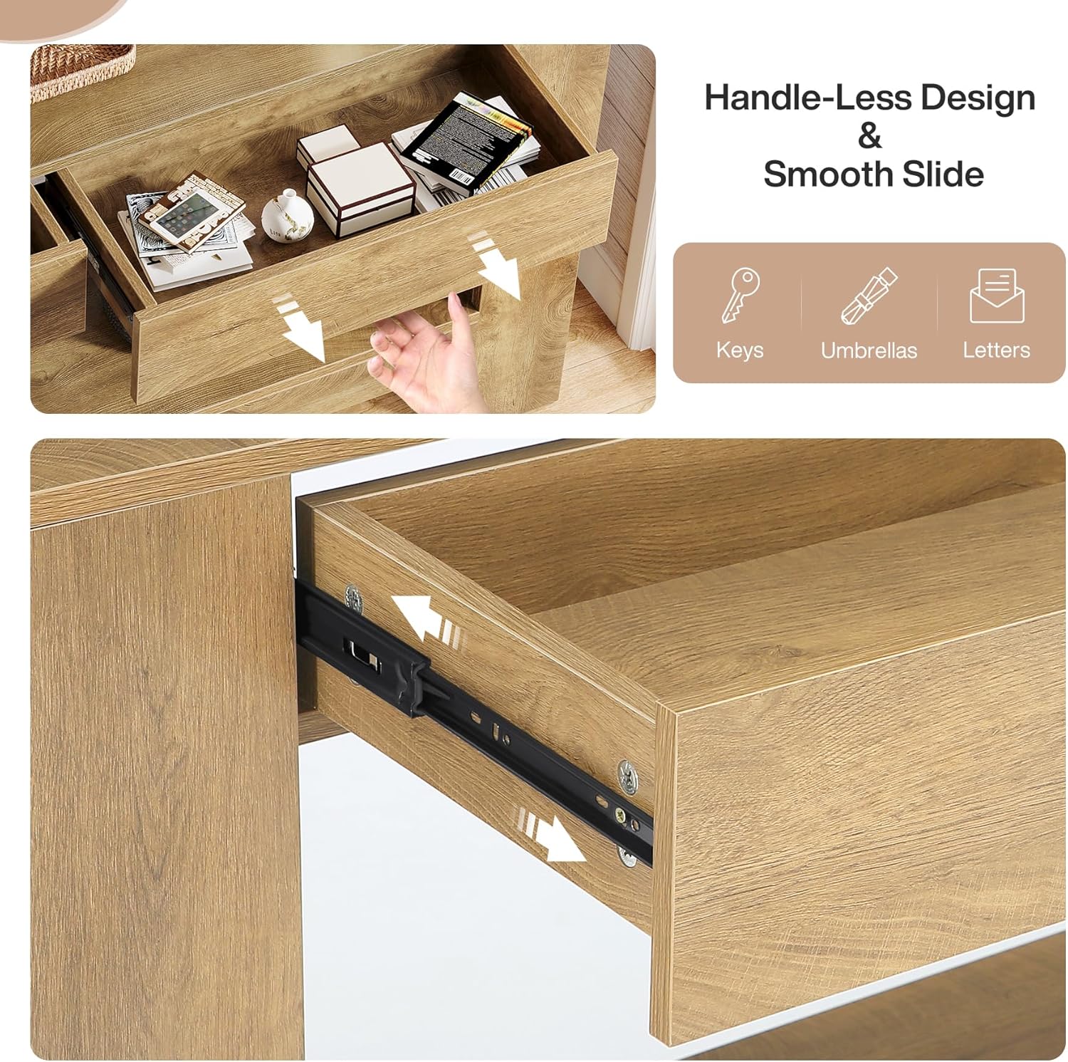 63" Console Table, Farmhouse Wooden Sofa Entryway Table with 2 Drawers