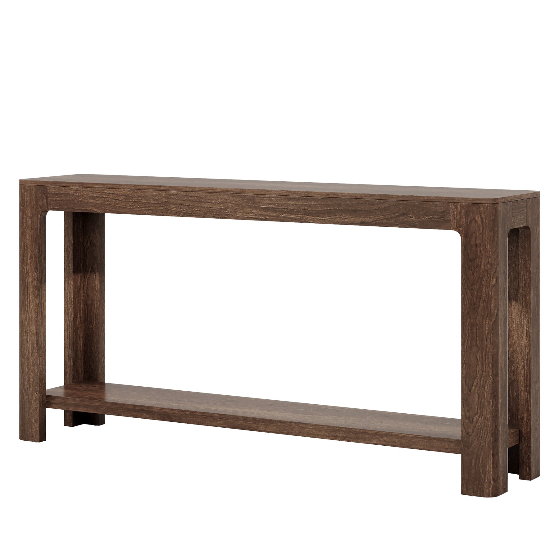63" Console Table, Narrow 2-Tier Sofa Table Accent Entrance Console