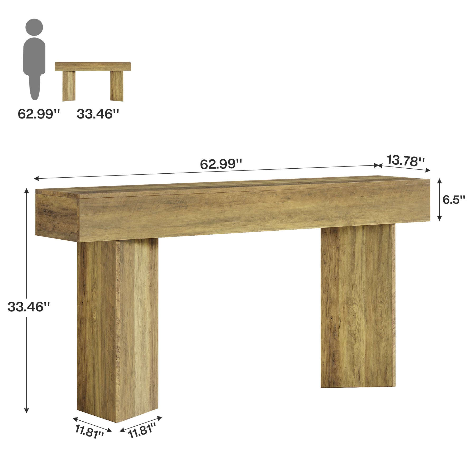 63" Console Table, Narrow Sofa Table Entry Console Table