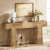 63" Console Table, Solid Wood Entryway Table with Heavy-Duty Frame for Living Room 3