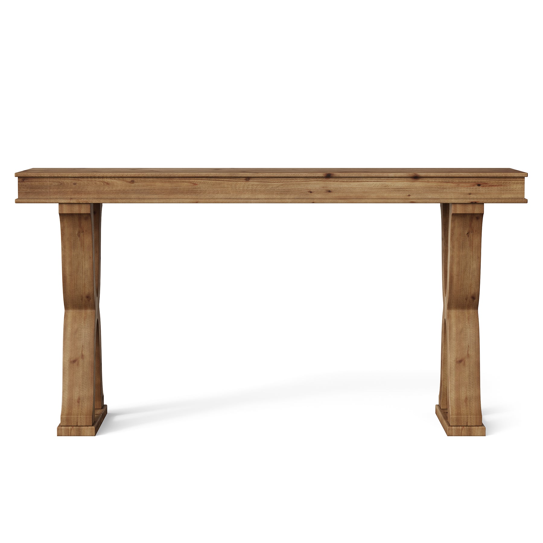 63" Console Table, Solid Wood Sofa Console Entryway Table with X-Shaped Legs