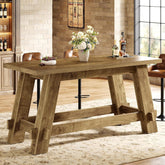 63" Counter Height Bar Table, Rectangular High Top Pub Table Home Bar Unit with Footrest 3