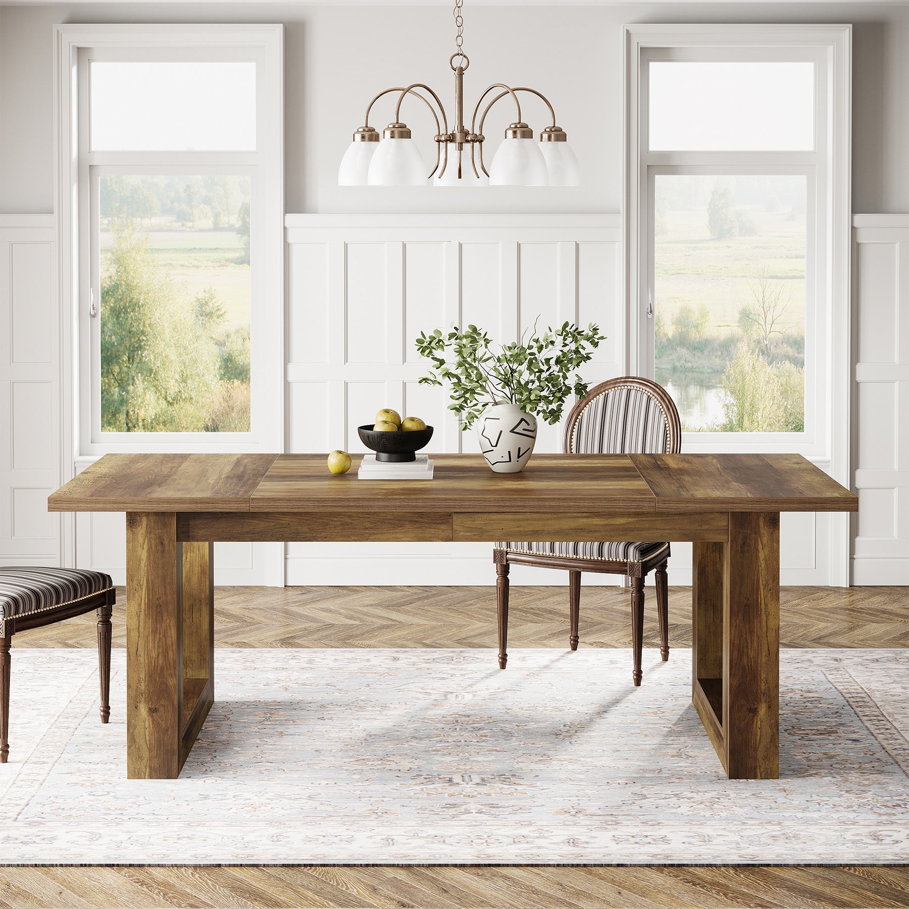 63" Dining Table, Rectangular Kitchen Dinner Table for Dining Room